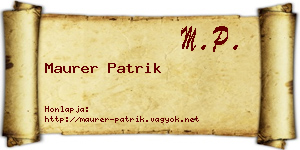 Maurer Patrik névjegykártya